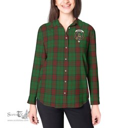 ScotsTee Shop Scottish Maxwell Hunting Clan Crest Tartan Womens Long Sleeve Shirt