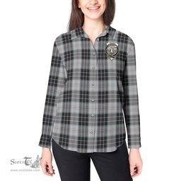 ScotsTee Shop Scottish MacRae Dress Clan Crest Tartan Womens Long Sleeve Shirt