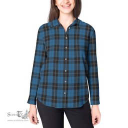 ScotsTee Shop Scottish Ramsay Blue Hunting Clan Tartan Womens Long Sleeve Shirt