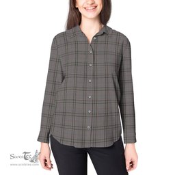 ScotsTee Shop Scottish Stewart Grey Clan Tartan Womens Long Sleeve Shirt