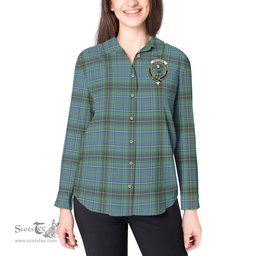 ScotsTee Shop Scottish MacInnes Ancient Clan Crest Tartan Womens Long Sleeve Shirt