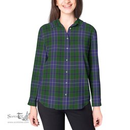 ScotsTee Shop Scottish Wishart Hunting Clan Tartan Womens Long Sleeve Shirt