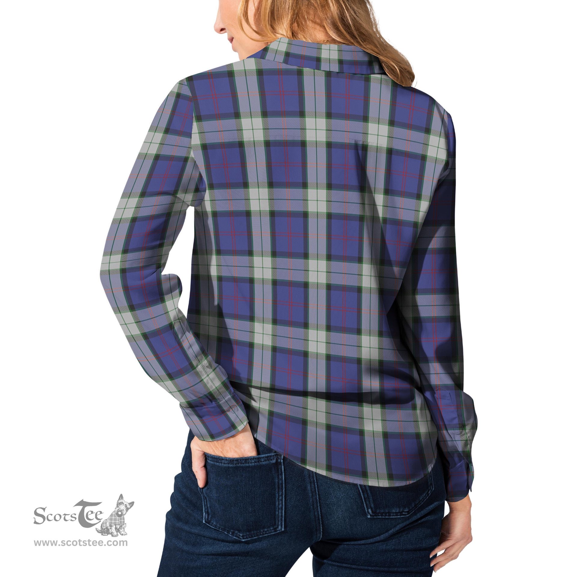 ScotsTee Shop Scottish Sinclair Dress Clan Tartan Womens Long Sleeve Shirt
