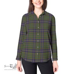 ScotsTee Shop Scottish MacMillan Hunting Modern Clan Tartan Womens Long Sleeve Shirt