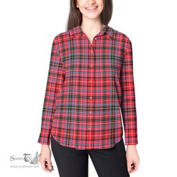ScotsTee Shop Scottish Udny Clan Tartan Womens Long Sleeve Shirt
