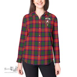 ScotsTee Shop Scottish Riddell Clan Crest Tartan Womens Long Sleeve Shirt