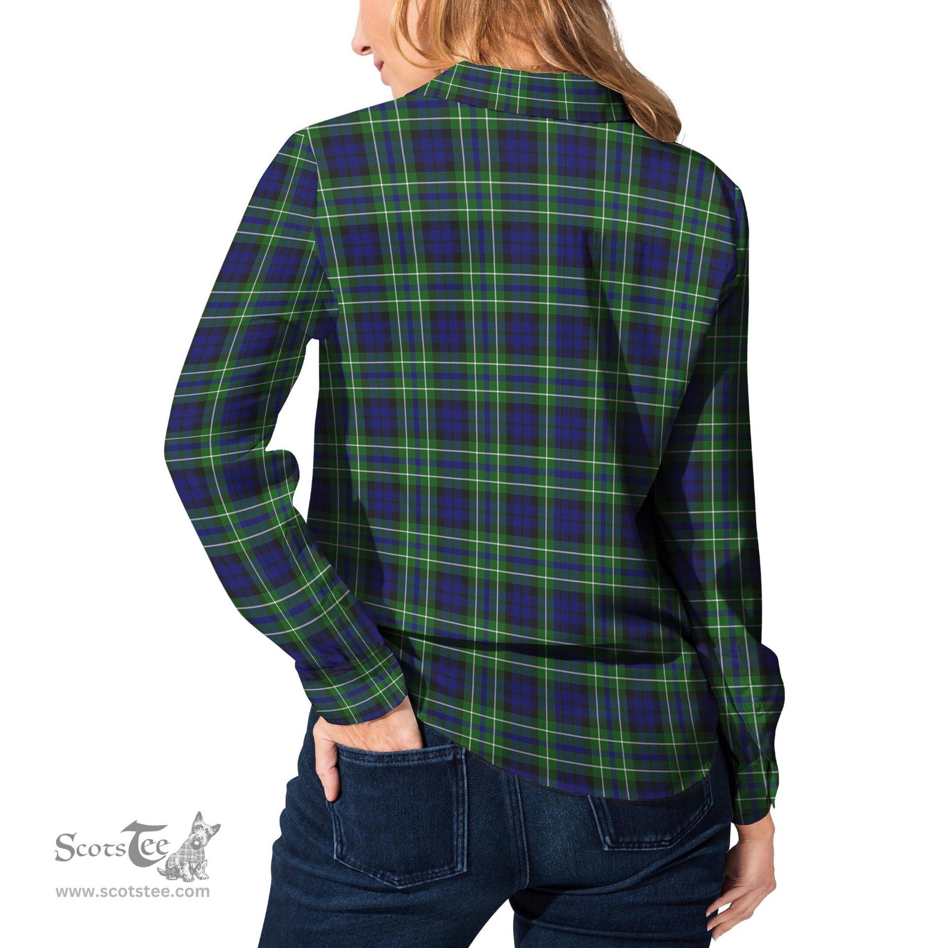 ScotsTee Shop Scottish MacNeil of Colonsay Modern Clan Tartan Womens Long Sleeve Shirt