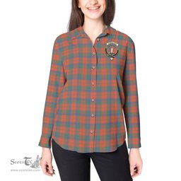 ScotsTee Shop Scottish Robertson Ancient Clan Crest Tartan Womens Long Sleeve Shirt