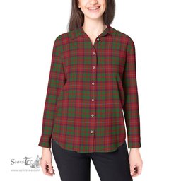 ScotsTee Shop Scottish Shaw of Tordarroch Red Dress Clan Tartan Womens Long Sleeve Shirt
