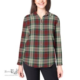 ScotsTee Shop Scottish Rose White Dress Clan Tartan Womens Long Sleeve Shirt