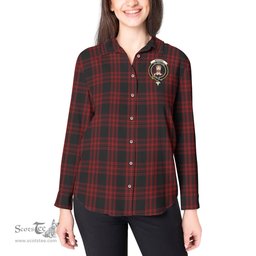 ScotsTee Shop Scottish Menzies Hunting Clan Crest Tartan Womens Long Sleeve Shirt