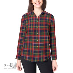 ScotsTee Shop Scottish Quebec Province Canada Clan Tartan Womens Long Sleeve Shirt