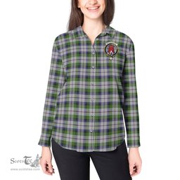 ScotsTee Shop Scottish MacNaughton Dress Clan Crest Tartan Womens Long Sleeve Shirt