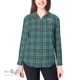 ScotsTee Shop Scottish MacNeil of Colonsay Ancient Clan Crest Tartan Womens Long Sleeve Shirt