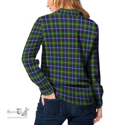 ScotsTee Shop Scottish MacNeil of Barra Modern Clan Crest Tartan Womens Long Sleeve Shirt