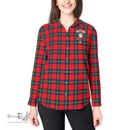 ScotsTee Shop Scottish Ruthven Modern Clan Crest Tartan Womens Long Sleeve Shirt