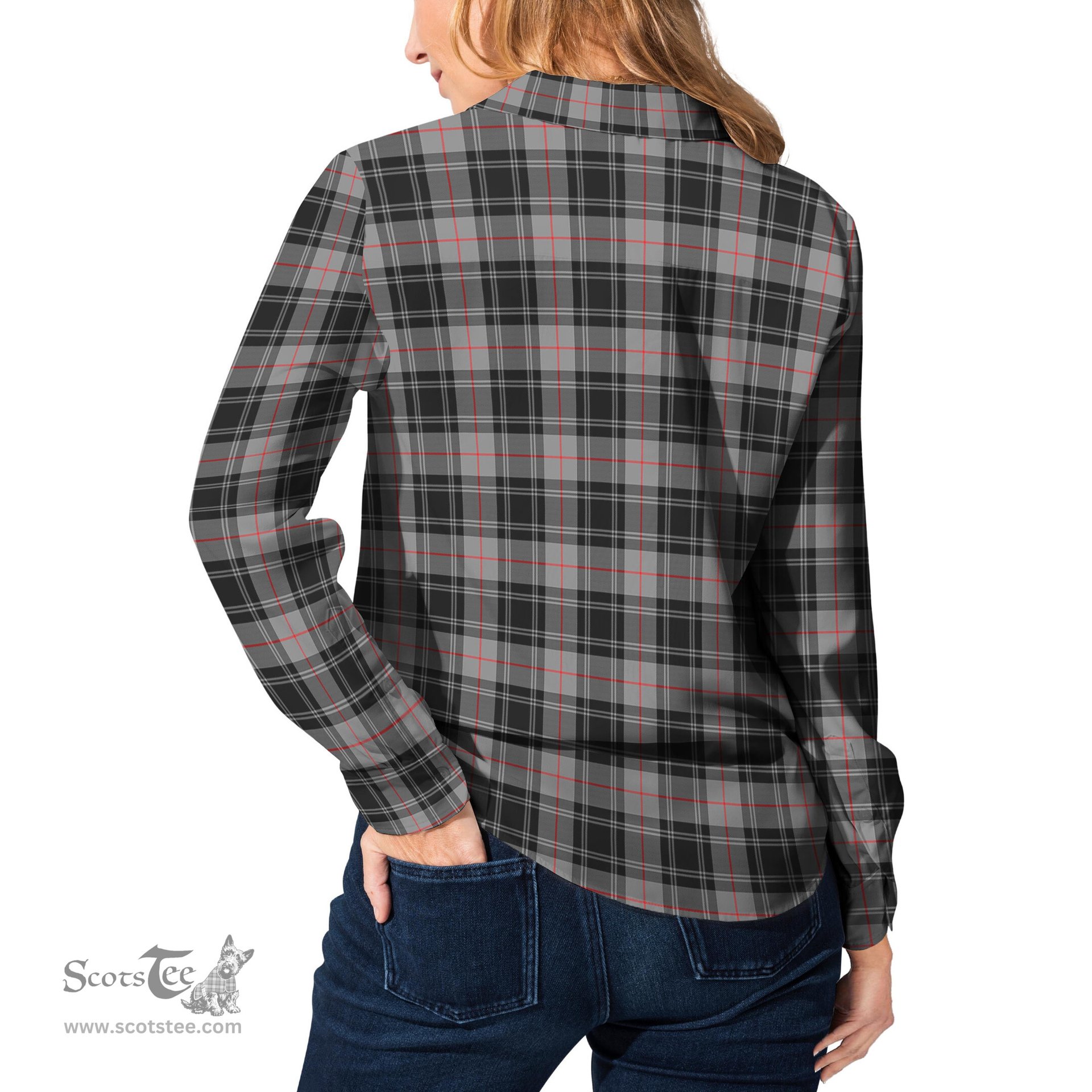 ScotsTee Shop Scottish Moffat Modern Clan Tartan Womens Long Sleeve Shirt