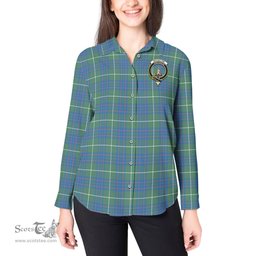 ScotsTee Shop Scottish MacIntyre Hunting Ancient Clan Crest Tartan Womens Long Sleeve Shirt