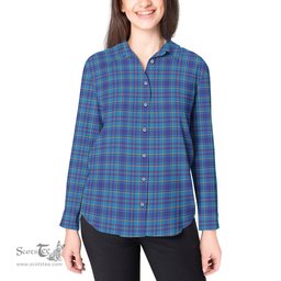 ScotsTee Shop Scottish Mercer Modern Clan Tartan Womens Long Sleeve Shirt