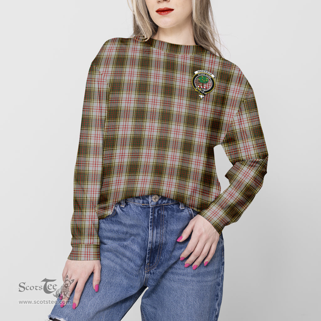 ScotsTee Shop Scottish Anderson Dress Clan Tartan Womens Raglan Sleeve Sweatshirt with Family Crest