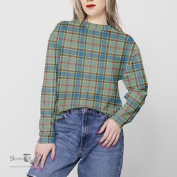 ScotsTee Shop Scottish Balfour Blue Clan Tartan Womens Raglan Sleeve Sweatshirt