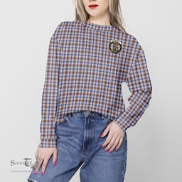 ScotsTee Shop Scottish Boswell Clan Tartan Womens Raglan Sleeve Sweatshirt with Family Crest
