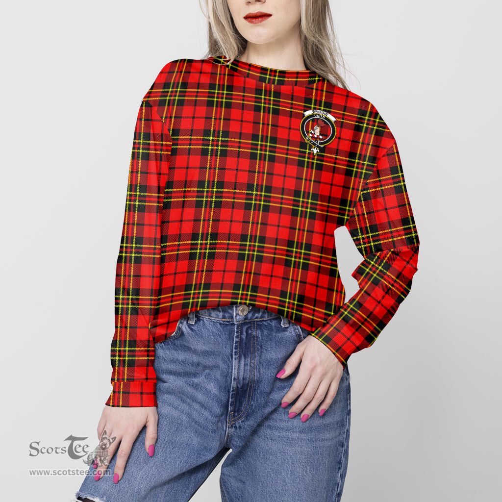 ScotsTee Shop Scottish Brodie Modern Clan Tartan Womens Raglan Sleeve Sweatshirt with Family Crest