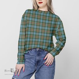 ScotsTee Shop Scottish Brisbane modern Clan Tartan Womens Raglan Sleeve Sweatshirt