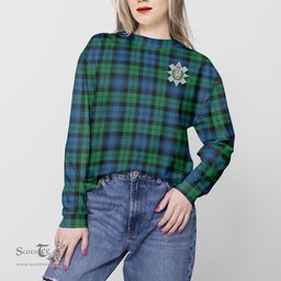 ScotsTee Shop Scottish Black Watch Ancient Clan Tartan Womens Raglan Sleeve Sweatshirt with Family Crest