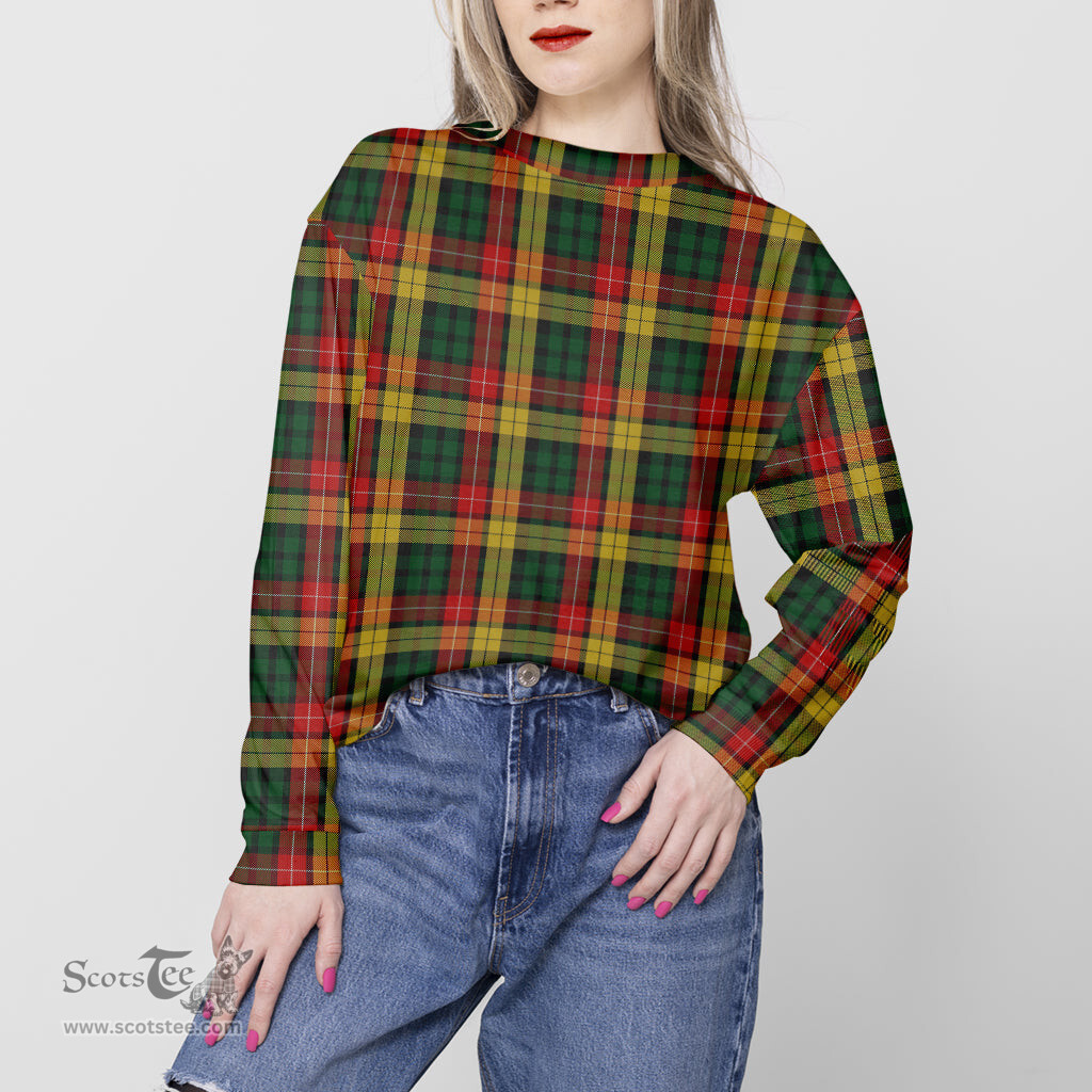 ScotsTee Shop Scottish Buchanan Clan Tartan Womens Raglan Sleeve Sweatshirt