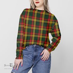 ScotsTee Shop Scottish Buchanan Clan Tartan Womens Raglan Sleeve Sweatshirt