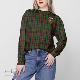 ScotsTee Shop Scottish Cumming Hunting Clan Tartan Womens Raglan Sleeve Sweatshirt with Family Crest