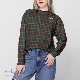 ScotsTee Shop Scottish Crosbie Clan Tartan Womens Raglan Sleeve Sweatshirt with Family Crest