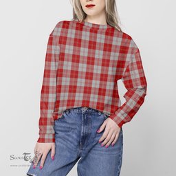 ScotsTee Shop Scottish Erskine Red Clan Tartan Womens Raglan Sleeve Sweatshirt