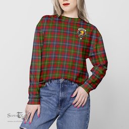 ScotsTee Shop Scottish Forrester Clan Tartan Womens Raglan Sleeve Sweatshirt with Family Crest