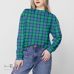 ScotsTee Shop Scottish Flower Of Scotland Clan Tartan Womens Raglan Sleeve Sweatshirt