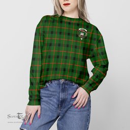 ScotsTee Shop Scottish Kincaid Modern Clan Tartan Womens Raglan Sleeve Sweatshirt with Family Crest