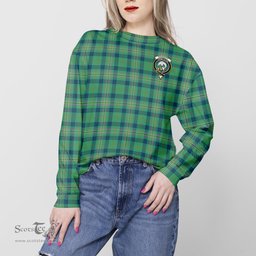 ScotsTee Shop Scottish Kennedy Ancient Clan Tartan Womens Raglan Sleeve Sweatshirt with Family Crest