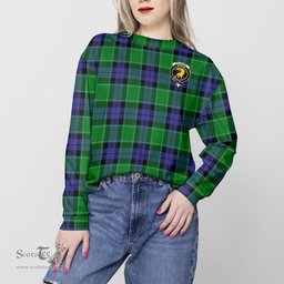 ScotsTee Shop Scottish Haldane Clan Tartan Womens Raglan Sleeve Sweatshirt with Family Crest