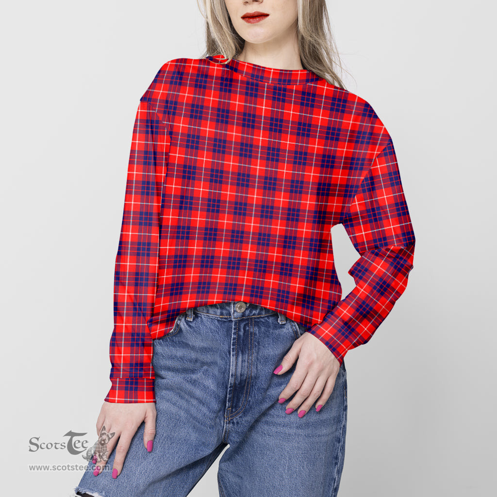 ScotsTee Shop Scottish Hamilton Modern Clan Tartan Womens Raglan Sleeve Sweatshirt