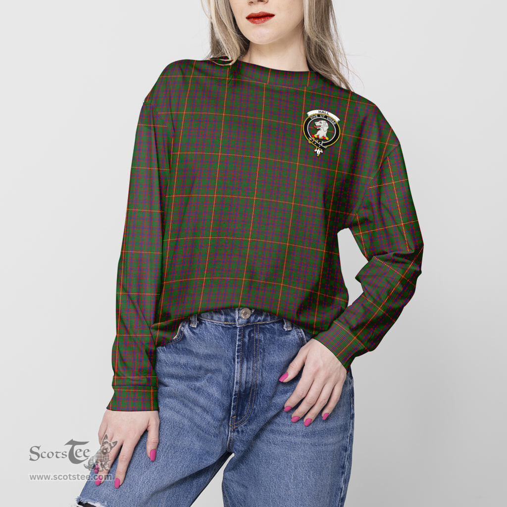 ScotsTee Shop Scottish Hall Clan Tartan Womens Raglan Sleeve Sweatshirt with Family Crest