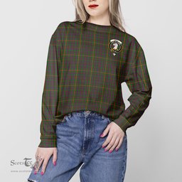 ScotsTee Shop Scottish Hall Clan Tartan Womens Raglan Sleeve Sweatshirt with Family Crest