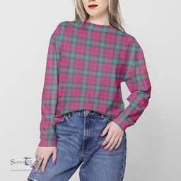 ScotsTee Shop Scottish Lindsay Ancient Clan Tartan Womens Raglan Sleeve Sweatshirt