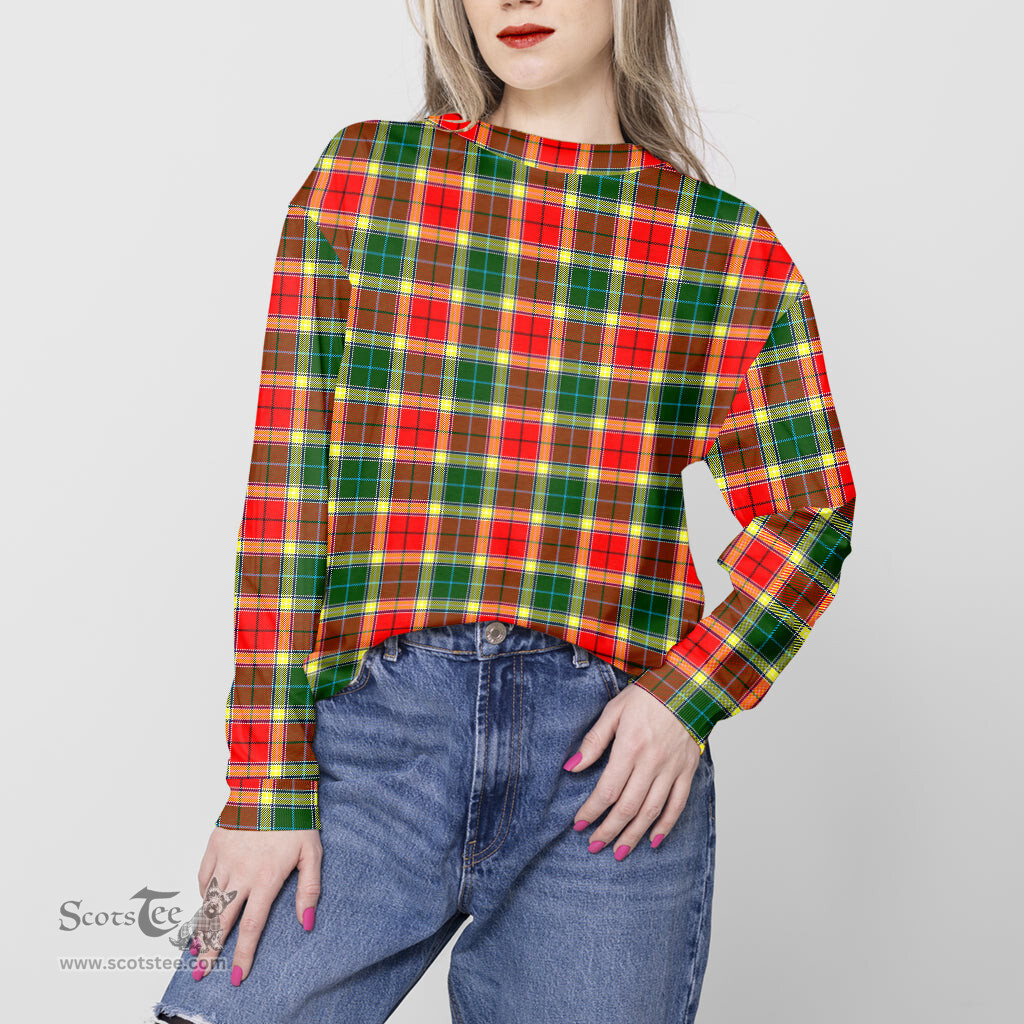 ScotsTee Shop Scottish Gibsone (Gibson-Gibbs) Clan Tartan Womens Raglan Sleeve Sweatshirt