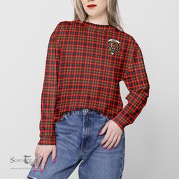 ScotsTee Shop Scottish Innes Modern Clan Tartan Womens Raglan Sleeve Sweatshirt with Family Crest