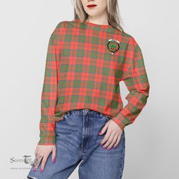 ScotsTee Shop Scottish Grant Ancient Clan Tartan Womens Raglan Sleeve Sweatshirt with Family Crest