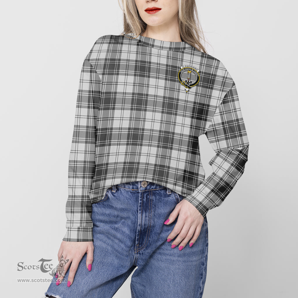 ScotsTee Shop Scottish Glendinning Clan Tartan Womens Raglan Sleeve Sweatshirt with Family Crest