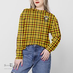 ScotsTee Shop Scottish Jardine Modern Clan Tartan Womens Raglan Sleeve Sweatshirt with Family Crest