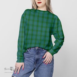 ScotsTee Shop Scottish Irvine of Bonshaw Clan Tartan Womens Raglan Sleeve Sweatshirt
