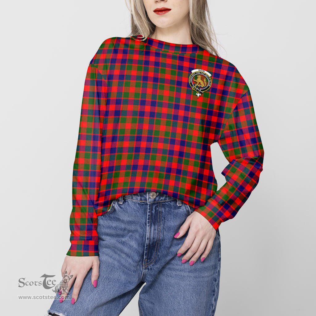 ScotsTee Shop Scottish Gow Modern Clan Tartan Womens Raglan Sleeve Sweatshirt with Family Crest